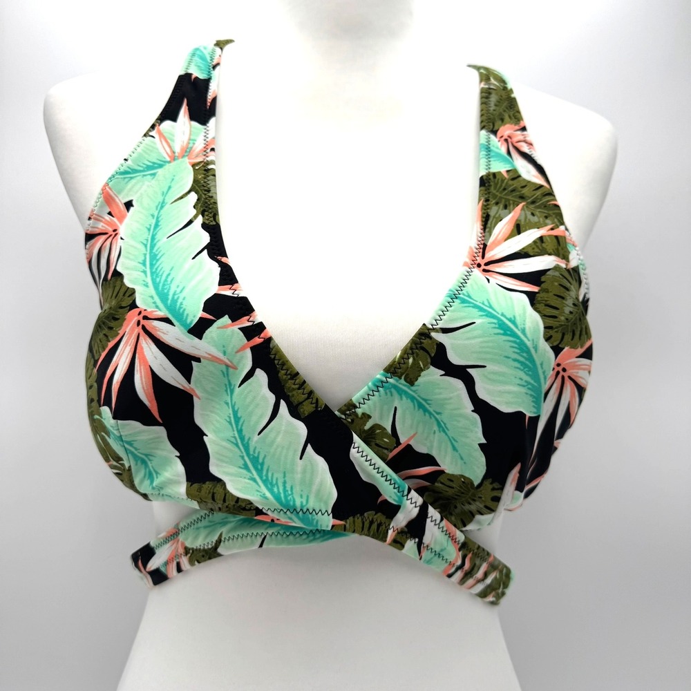 VANILLA BEACH Women's Large Sport Tropical Floral Wrap Around‎ Bikini Swim Top